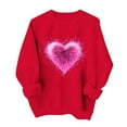 thumbnail image 2 of VKOYWKM Love Sweatshirt for Women Oversized Crew Neck Red Valentine's Day Sweatshirts Funny Letter Print Long Sleeve Pullover Spring Fashion, 2 of 6
