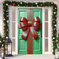 thumbnail image 5 of Christmas Door Cover 71x35 Inch Red Green Gift Wrap Banner, Elegant Holiday Door Hanging for Front Porch, Indoor Outdoor Winter Party Backdrop Merry Xmas Decoration Use (Green), 5 of 6