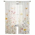 thumbnail image 3 of Spring Flowers Sheer Curtains 96 Inches Long 2 Panels Set, Window Sheer Curtains for Living Room/Bedroom, Watercolor Wildflowers Farmhouse Floral Light Filtering Rod Pocket Curtain 52'' x 96'' x 2, 3 of 7