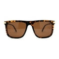 thumbnail image 1 of Mens No Glare Polarized Flat Top Horn Rim Rectangle Sunglasses Tortoise Brown, 1 of 4