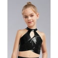 thumbnail image 3 of YiZYiF Kids Girls Dance Vest Tank Tops Shiny Sequin Metallic Crop Top Latin Ballroom Jazz Dancewear Black 12, 3 of 6