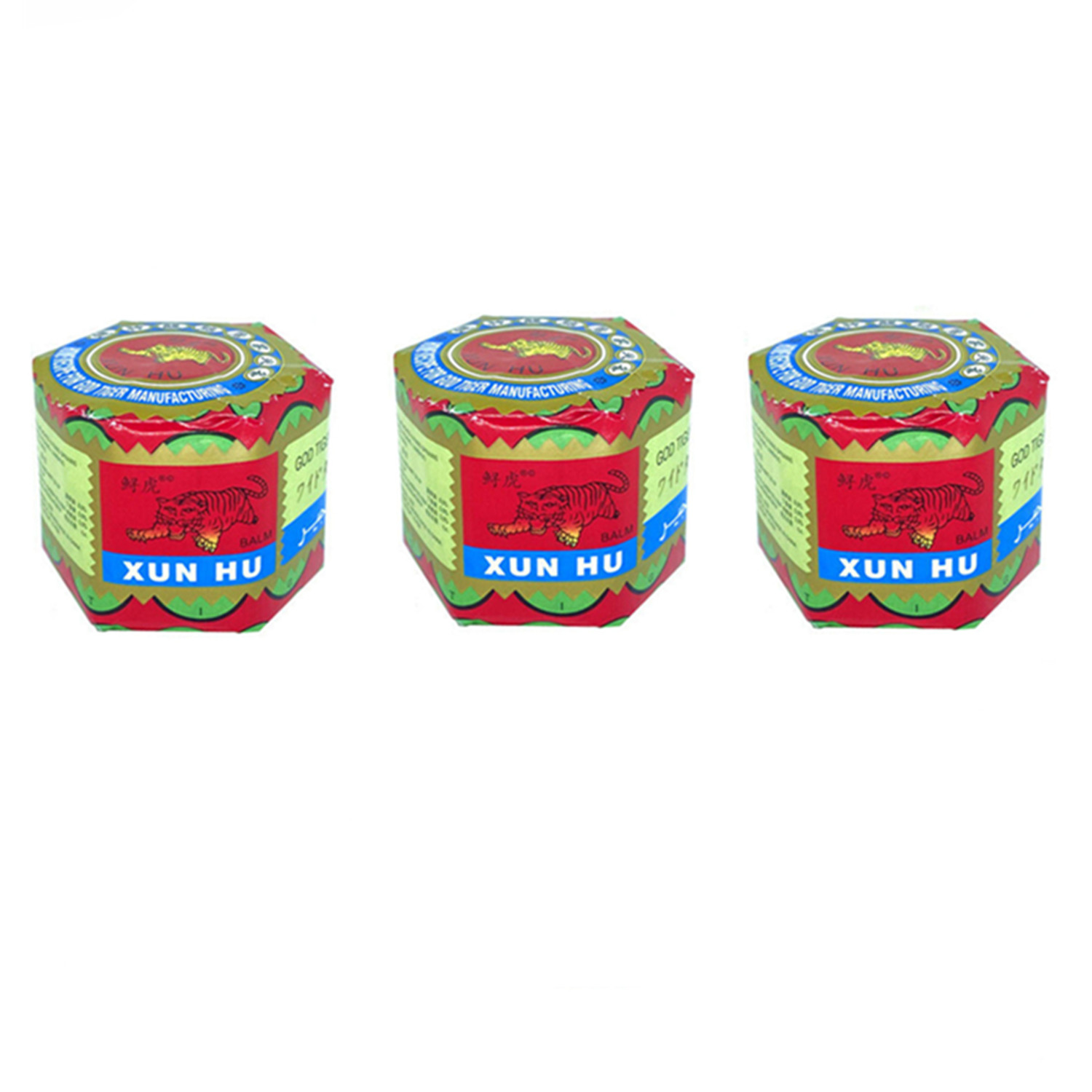3 Pack XUN HU TIGER BALM, Herbal Rub, Massage Muscle Ointment for FAST PAIN RELIEF