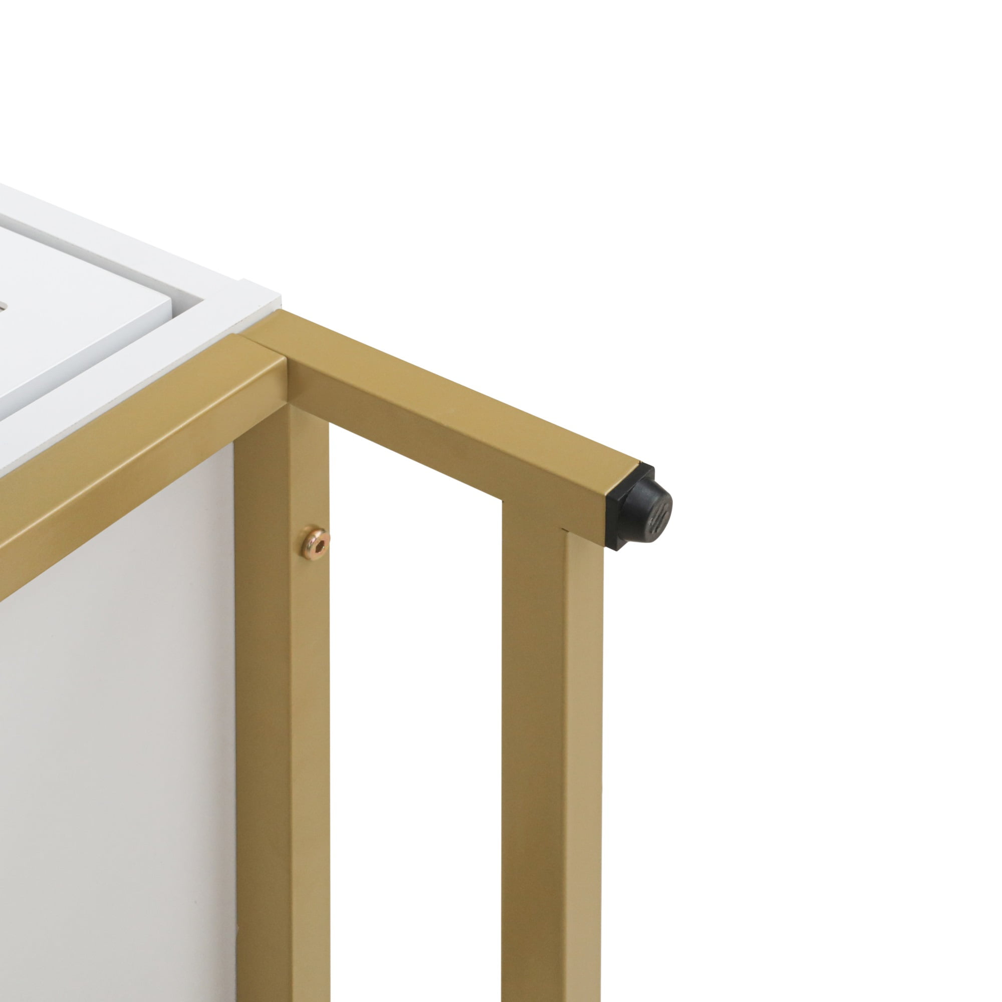 Kadyn Nightstand with 2 Drawer, White Mirrored Bedside Table with Gold Legs for Bedroom, Side Table Kadyn Nightstand with 2 Drawer, White Mirrored Bedside Table with Gold Legs for Bedroom, Side Table