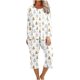 thumbnail image 2 of Puntoco Conjunto de pijama capris de manga larga con cuello redondo y estampado de dos piezas para mujer Puntoco Puntoco-8199, 2 of 5