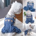 thumbnail image 2 of Adorable Pet Overall - Round Neck with Traction Ring - Cartoon Bear Pattern - Denim Jumpsuit for Daily Wear, 2 of 8