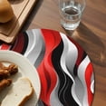 thumbnail image 3 of Red Black Grey Round Placemats for Dinning Tables,Heat-proof Braided Table Mats 13 Inch,Geometric Moire Artwork Modern Abstract Washable Place Mat for Kitchen Restaurant Party Decor Table Setting, 3 of 9