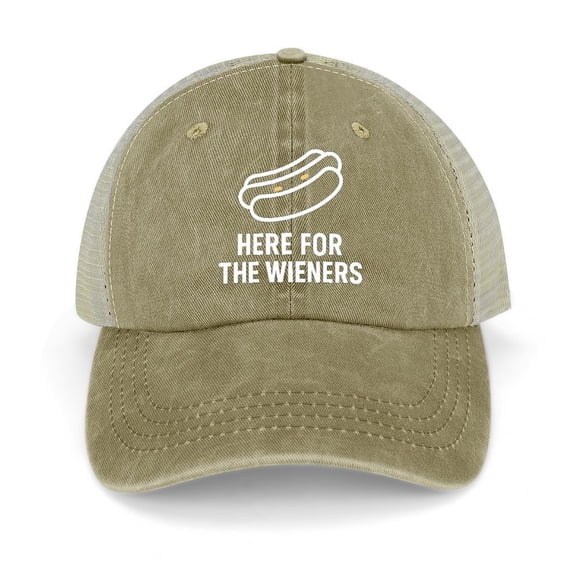 Im Just Here For The Wieners Khaki Adjustable Trucker Baseball Cap for Men Women, Mesh Snapback Hat