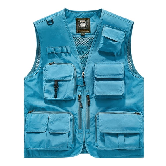 Yuanlook Men's Multi-Pocket Outdoor Utility Vest, Breathable Mesh Back Sleeveless Jacket for Fishing, Hiking & Photography, XXS-XXXL