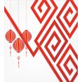 thumbnail image 2 of Ambesonne Oriental Duvet Cover Set, Chinese Abstract Artwork, 2-Calking, White Red, 2 of 6