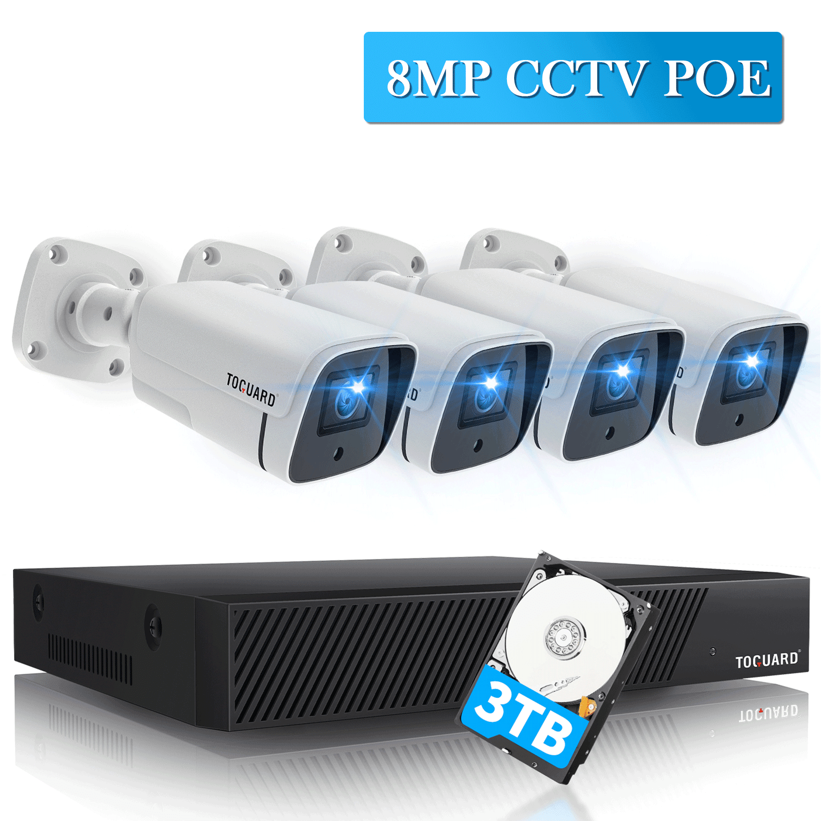 4 camera poe cctv system