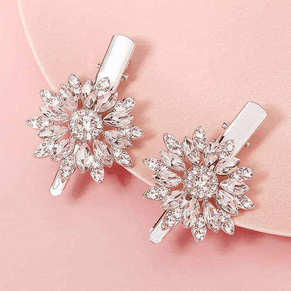 LOLIPPYY 4Pcs Bridal Rhinestones Hair Clip Silver Alloy Crystal Hair Barrette for Elegant Hairstyles