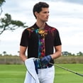 thumbnail image 3 of Gaeub Neon Psychedelic Giraffe Print Men's Polo Shirts, Short Sleeve Golf Performance Shirts,Stretchy Golf Shirts,Casual Summer Beach Shirts-4X-Large, 3 of 6