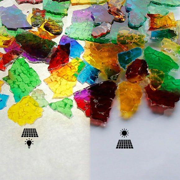 Backsplash Tile Peel And Stick Colorful Ice Crack Fragments DIY Creative Handmade Art Color Tempered Glass Particles Light Transmission