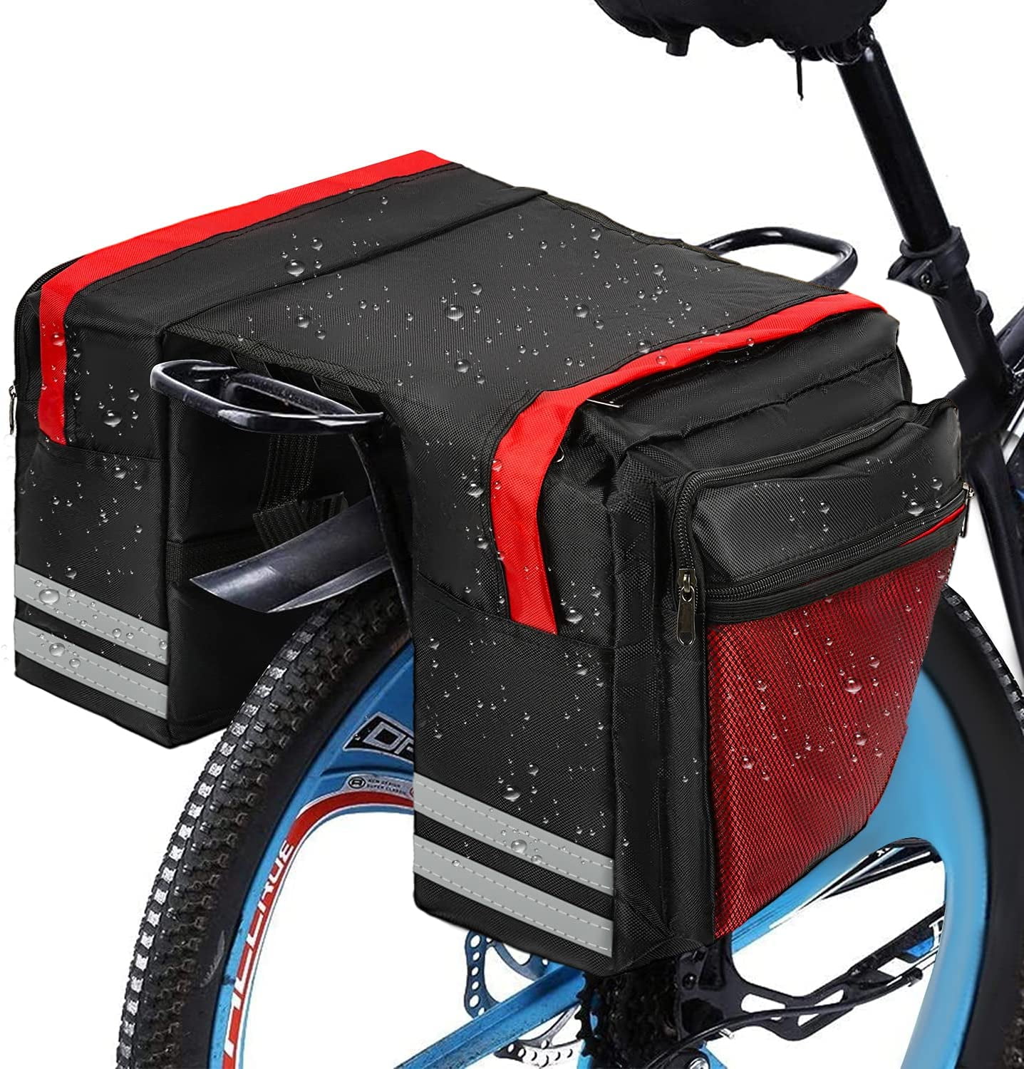 Portable Bicycle Double Pannier Bag Cycle Bike Shopping Commuters Black Useful 