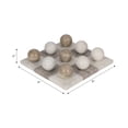 thumbnail image 2 of Modern Square Marble Tic Tac Toe Tabletop Game Set for Living Room - Classic Family Play Coffee Table Decor for Home Office Shelf - Decorative Stone Accent for Game Room - 3" Ivory & Tan, 2 of 9
