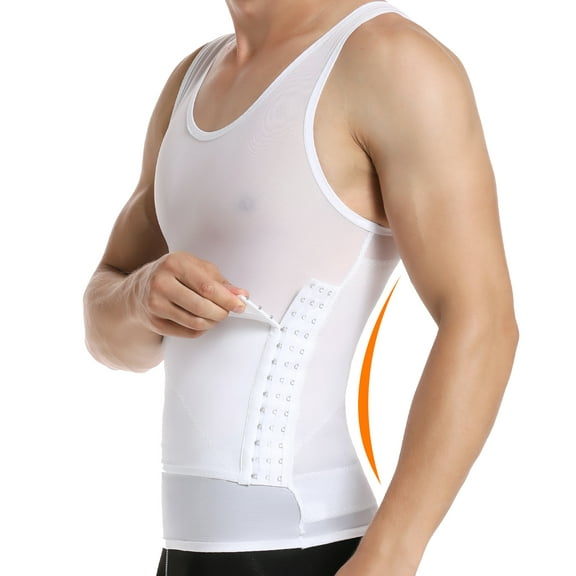 QRIC Men Body Shaper Slimming Vest Tight Tank Top Compression Shirt Tummy Control Underwear Moobs Binder