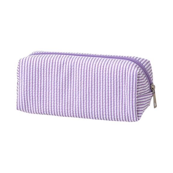 Seersucker Pencil Case Student Desk Organizer Pouch Rectangular Zipper Stationery Storage Bag for School Office Travel