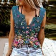 thumbnail image 2 of Ruimatai Summer Tank Tops for Women Casual Women's Fashion Printed Vest V-Neck Sleeveless Blouse Buttons Tops, 2 of 5