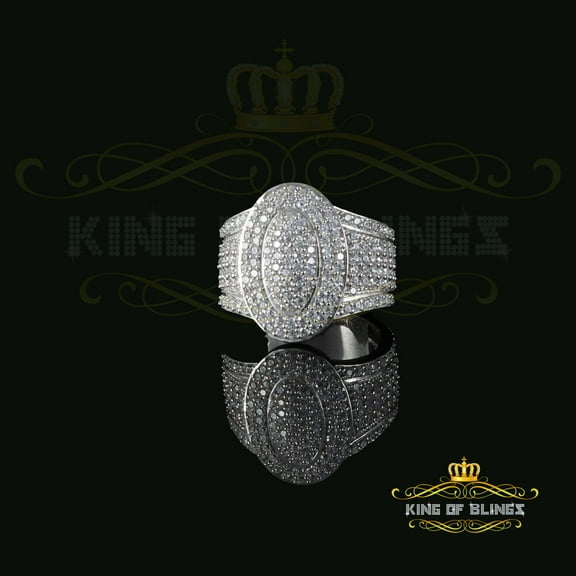 King of Bling's 925 Sterling Silver White 7.50ct Cubic Zirconia Oval Men's Big Ring Size 10