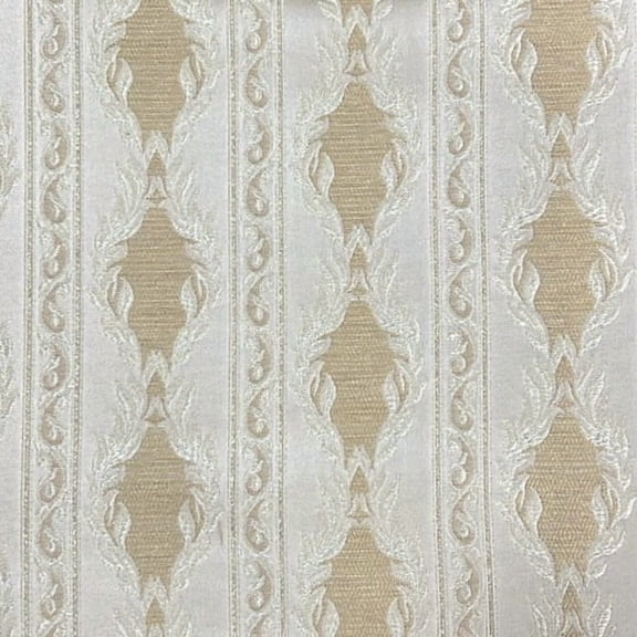 Decora Furnishings Luxurious Woven Jacquard Damask Stripes Heavy Furnishing Fabric for Upholstery, Sofa, Chair, Cushion Covers, Head Board - Width 54 inches - Fabric by The Yard (Cream)