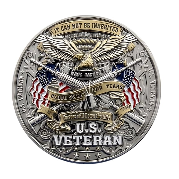 Service Appreciation Commemorative Coin Embossed Keepsake Token for Recognition Display Gift for Veterans Memorial Day Celebrations YYUZH