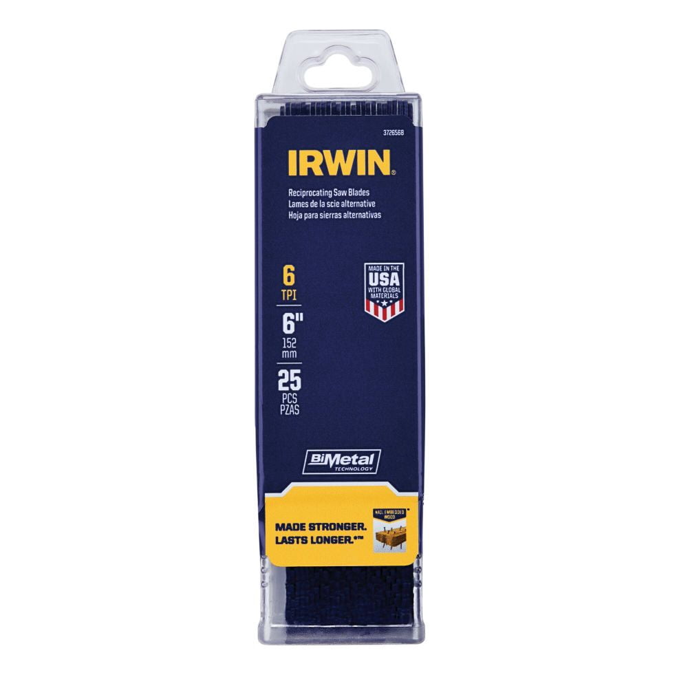 Irwin Industrial Recip Saw Blades 6" 6TPI 25pk