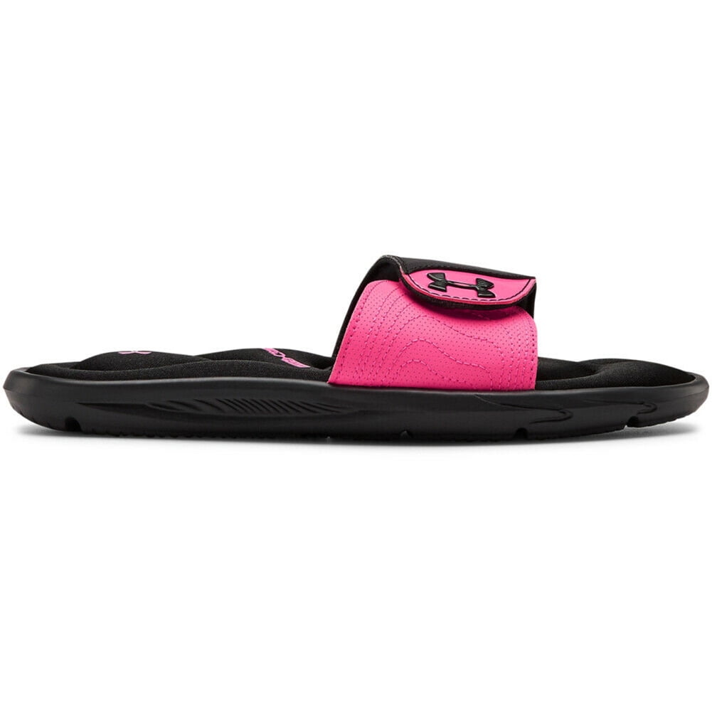 Under Armour Women's Sandals UA Ignite IX Slides Athletic Flip Flop  3022717, Black/Pink, 8 