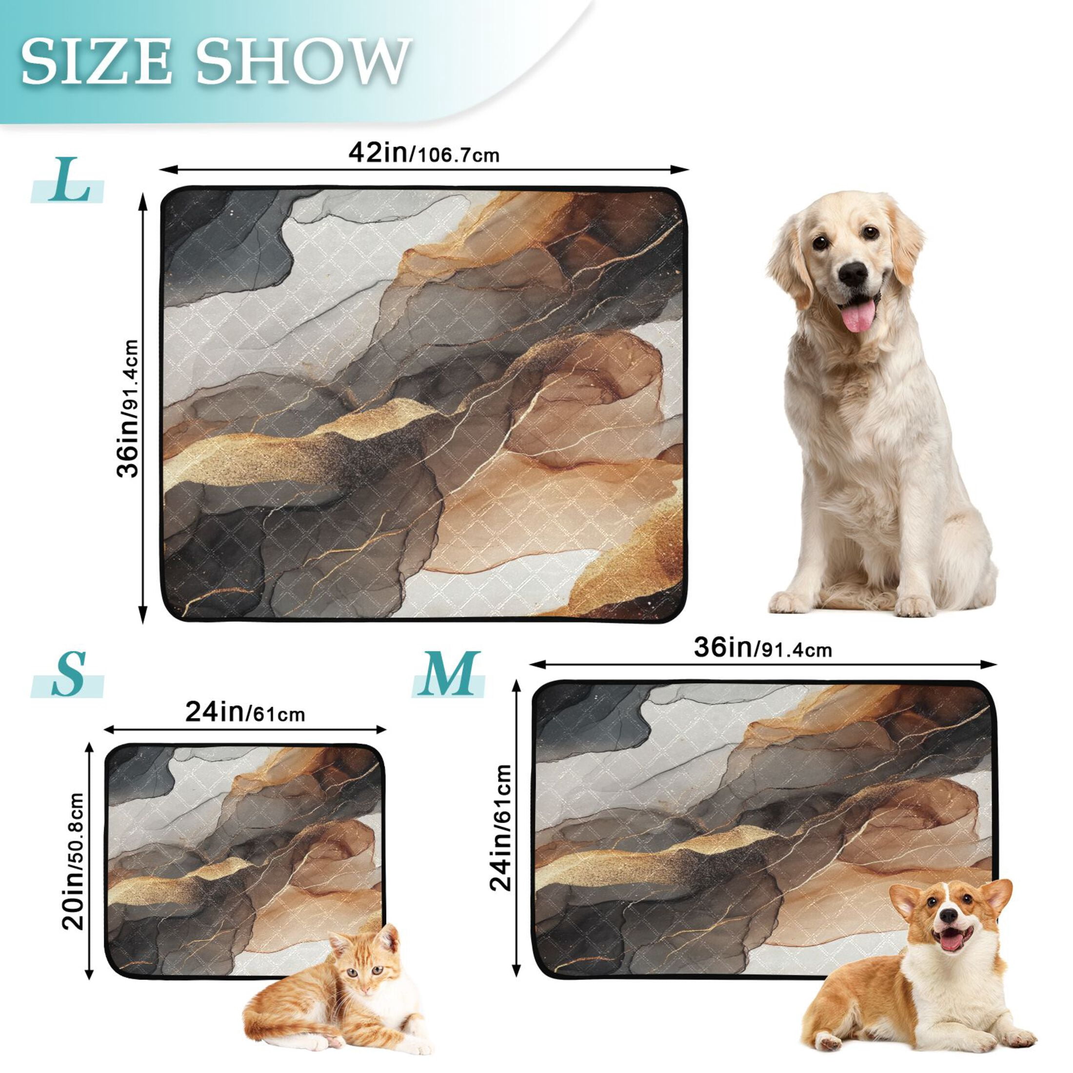 Qxltty Brown Texture Cat litter Pads Pet Set of 3 Diaper Mats Center Anti-leakage Layer Absorbent Soft and Comfortable