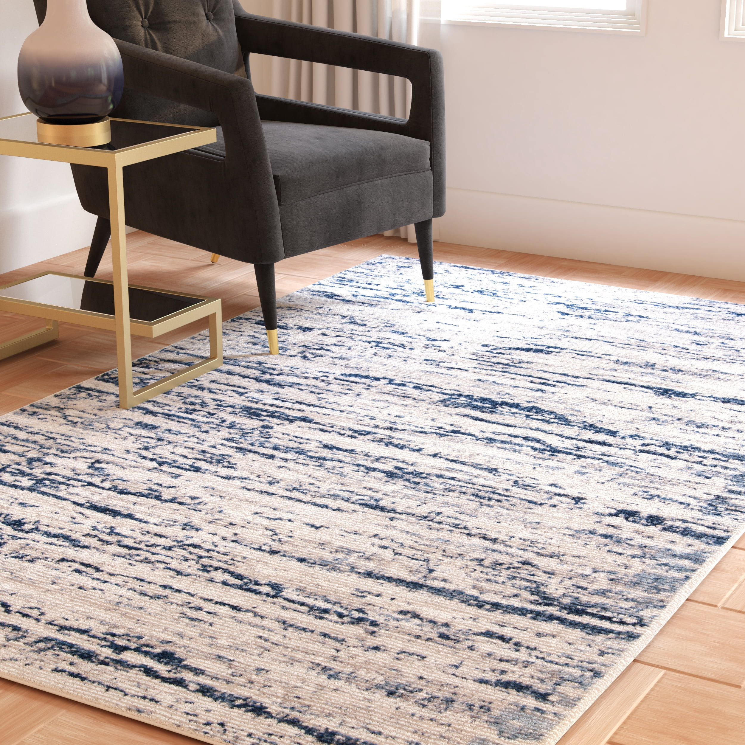 SAFAVIEH Amelia Lester Abstract Area Rug, Gray/Navy, 8' x 8' Square