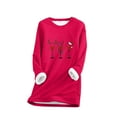 thumbnail image 2 of Herrnalise Womens Tops Fashion Round Neck Christmas Wine Glasses Print Thickened Plush Warm Long Sleeve Tops Gifts for Women, 2 of 5