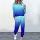 thumbnail image 2 of Gibobby Conjunto de sudadera para mujer Conjunto de pantalón y top de manga larga holgado informal con cuello redondo y color degradado para mujer(Azul,M), 2 of 5