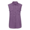 thumbnail image 5 of vigerkar Womens Sleeveless Button Down Shirts Blouses Business Work Summer Tank Tops 2025 With Pockets Purple, M, 5 of 5