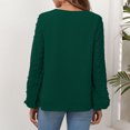 thumbnail image 3 of qILAKOG Womens Tops Autumn Top for Women Chiffon Long Sleeve V Neck Solid Blouse Shirts Ladies 2024 Spring Bubble Sleeves Dressy Casual Tshirts Women's Casual Tops for Work, Green&M, 3 of 4