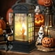 thumbnail image 4 of Mini Farol de Halloween | Farol portátil LED con vela | Lámpara decorativa de plástico negro alimentada por pilas | Acento central para fiestas | 13x5x5cm | 1-Pack, 4 of 6
