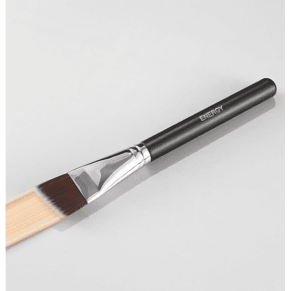 Energy Black Flat Angled Foundation Brush for Liquid & Cream Makeup, Vegan, Buildable Coverage
