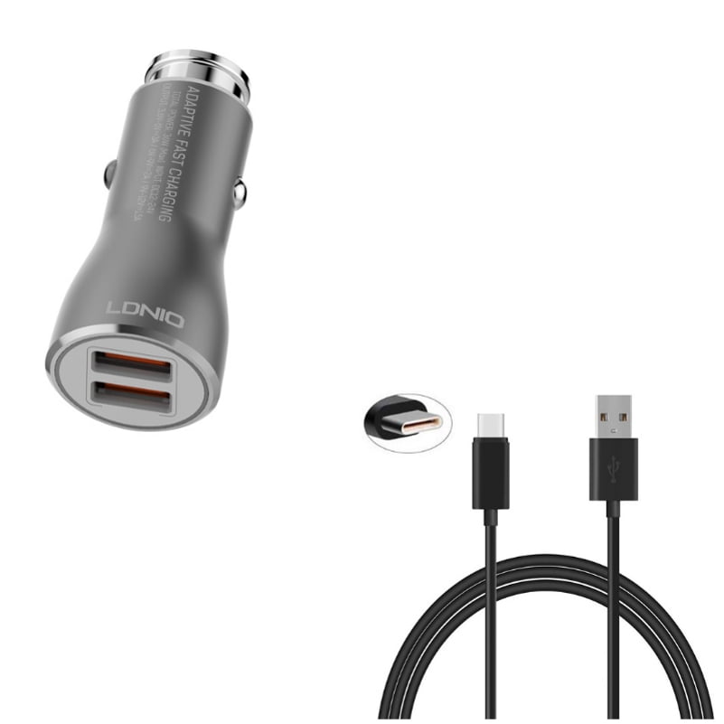 Cord Charger 6ft USB Cable w 2-Port USB 36W Fast Car Charger M1N for Motorola Revvlry Plus, Moto G7 Power Play G6 - Nokia 3.1, 7.1, 8, Plus - OnePlus 5T, 6, 6T, 7 Pro - Razer Phone 2