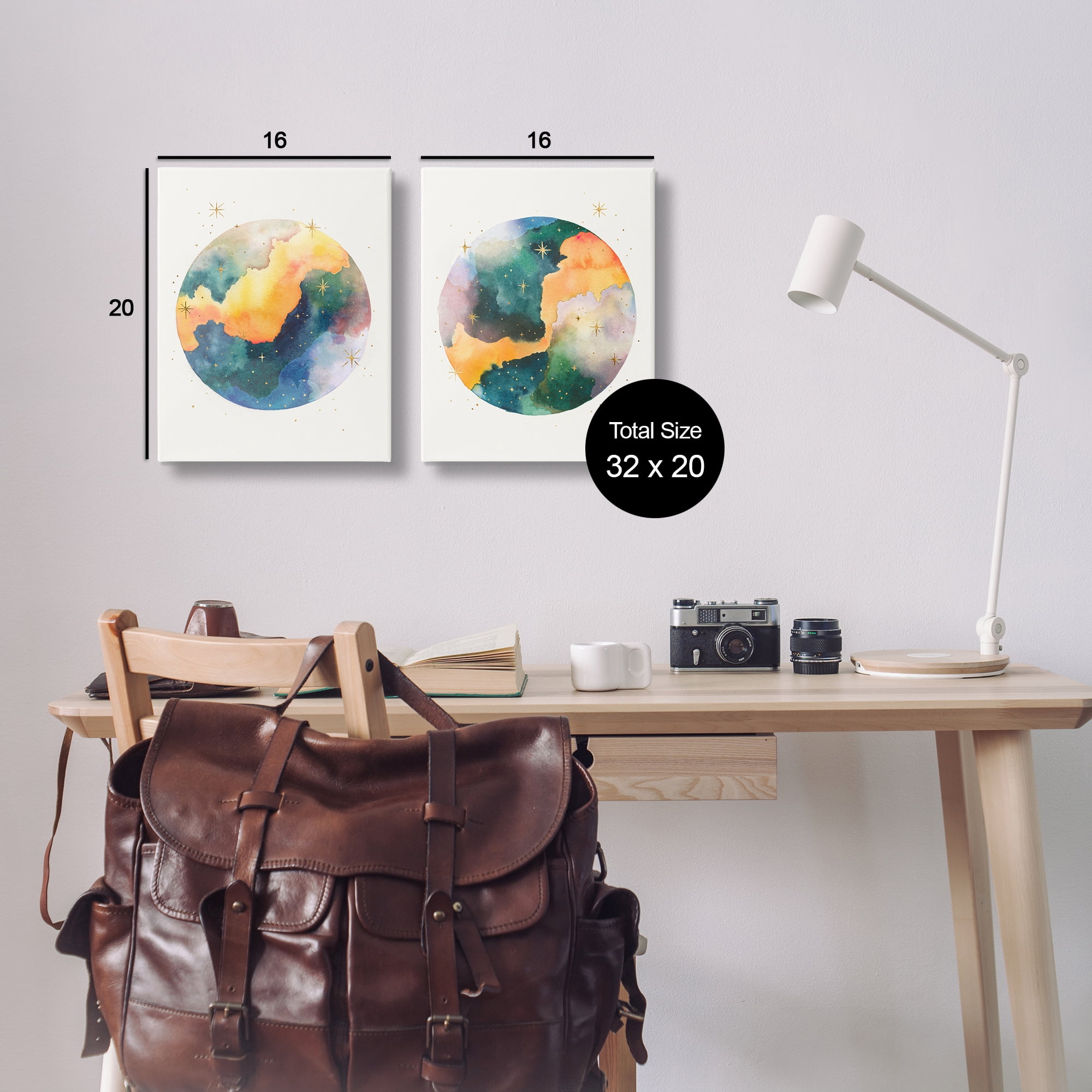 Stupell Industries Outer Space Round Galaxies Astrology & Stars Painting Wrapped Canvas Art Print Wall Art, 16 x 20, Set of 2