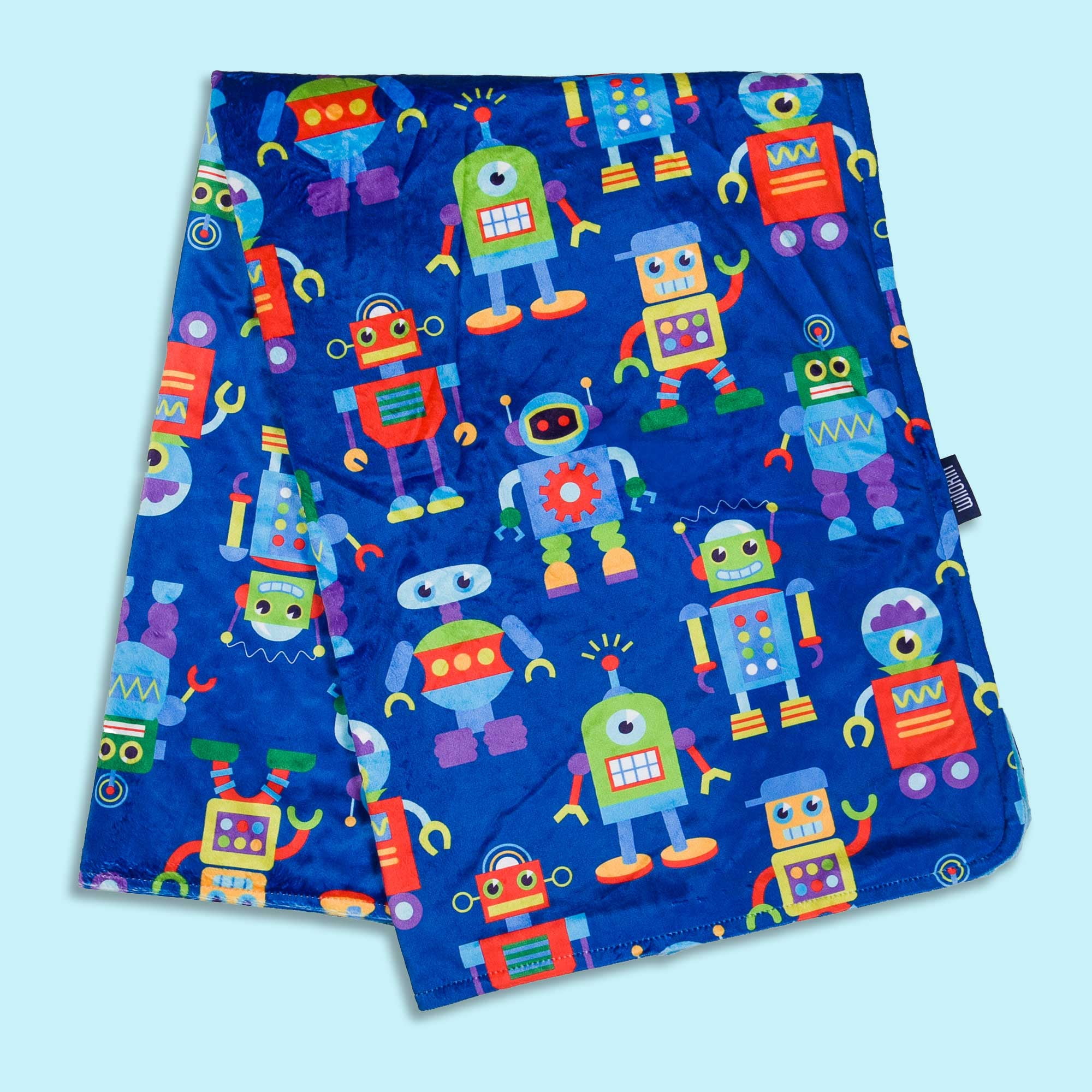 Wildkin Baby Plush Velour Blanket for Girls and Boys (Robots Blue)