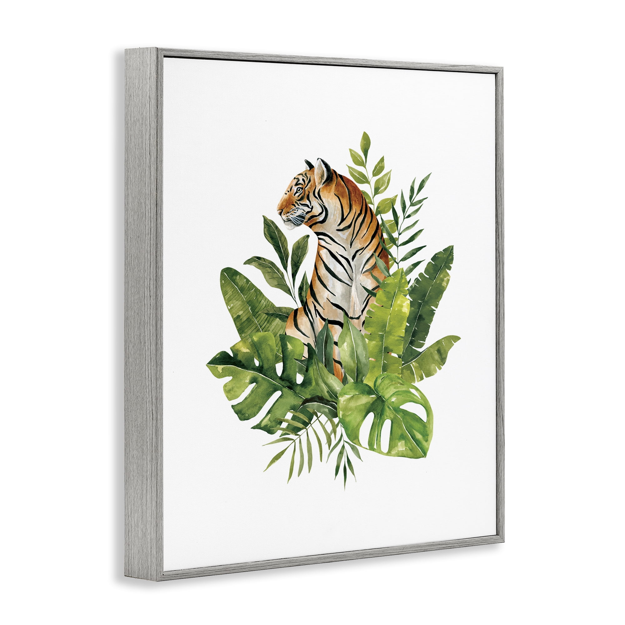 Stupell Industries Exotic Jungle Tiger Gray Framed Giclee Art, design by Bethany Sandoval