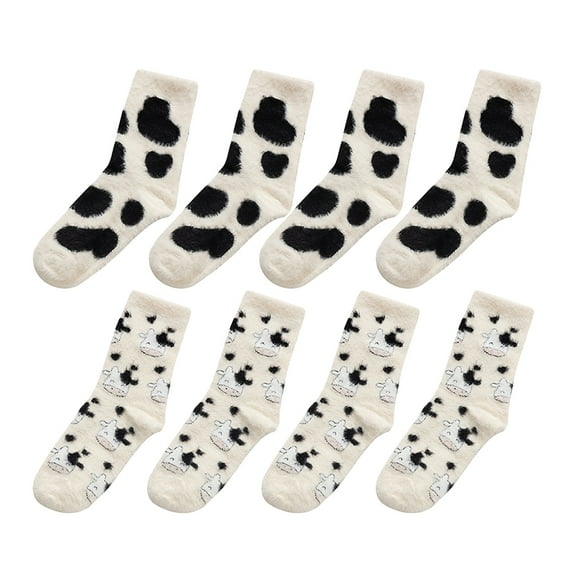 OUNONA 4 Pairs Socks Cotton Blend Assorted Colors Warm Comfortable Socks for Women Indoor Lounging