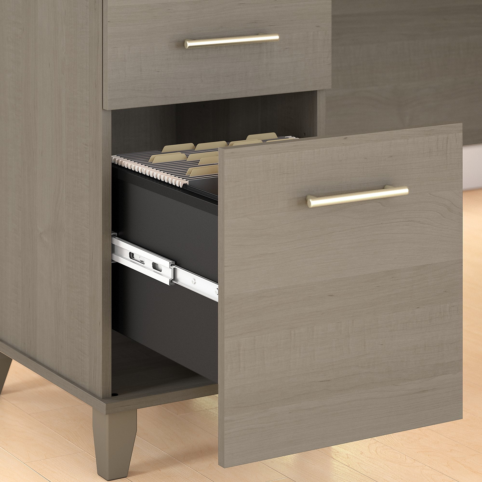 Bush Furniture Somerset 72" Single Pedestal Desk, Ash Gray