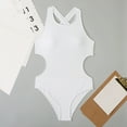 thumbnail image 4 of Sexy One Piece Swimsuit for Womens Scoop Neck Solid Bathing Suit Tummy Control Swimwear Cross Backless Monokinis, 4 of 4
