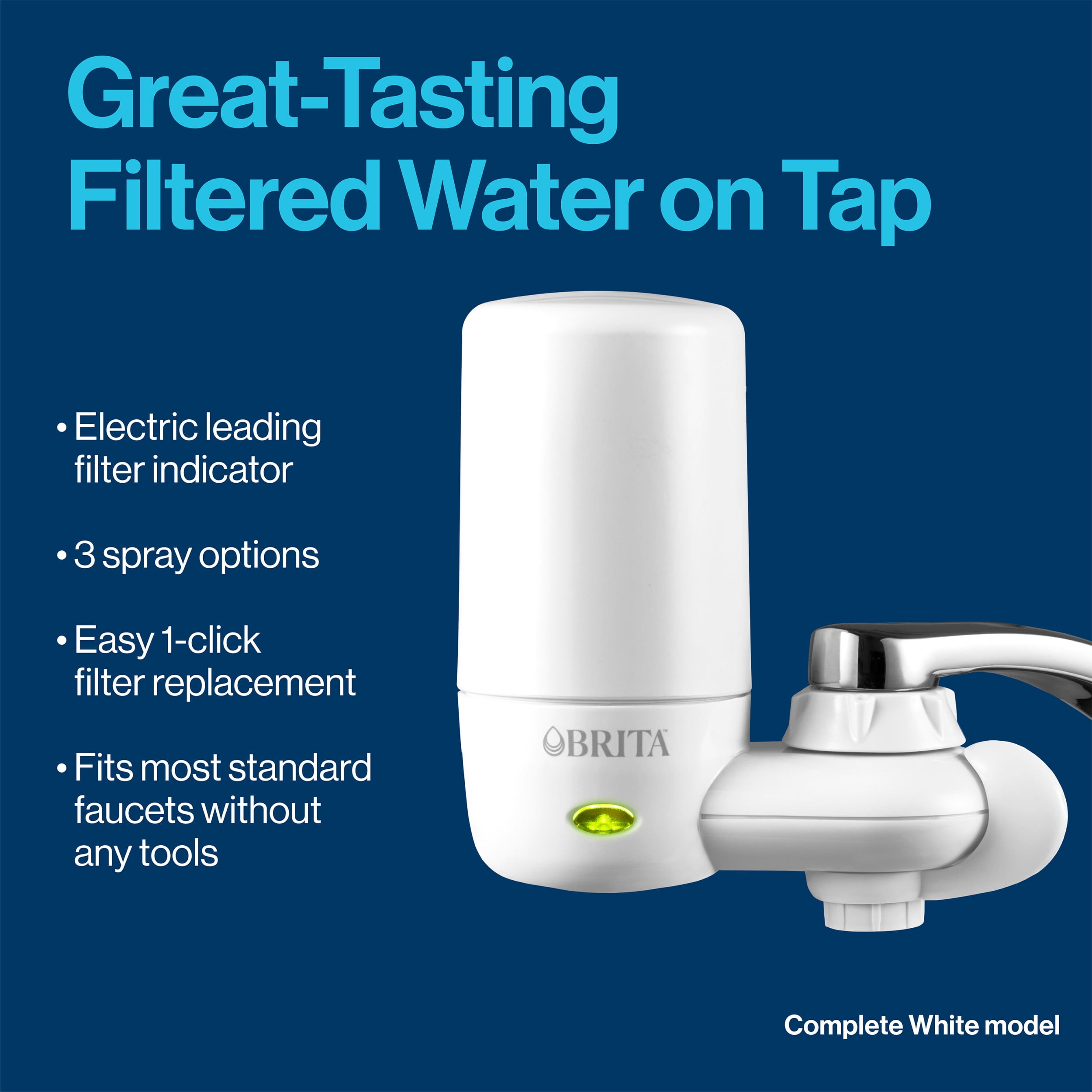 Brita Complete Faucet Mount System, Water Filter Reduces Lead and Chlorine,  White 