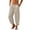 Beige, variant on Mens Cotton Linen Harem Pants Elastic Waist Loose Cropped Trousers Yoga Beach Casual Bottoms Green M