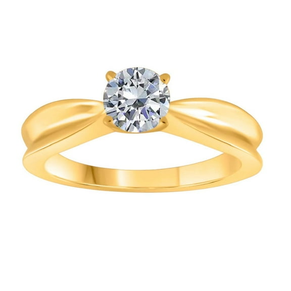 Mauli Jewels Engagement Rings for Women 0.25 Carat Diamond Solitaire Ring 4-Prong-Setting 10K Solid Yellow Gold