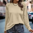 thumbnail image 4 of Womens Lightweight Crewneck Sweatshirts Fashion Fall Pullover Tops Pleated Long Sleeve Raglan Shirts Ladies Dressy Casual Hoodies Sweatshirt Solid Color Tunic Pullovers Loose Comfy Jumper Sweaters, 4 of 8