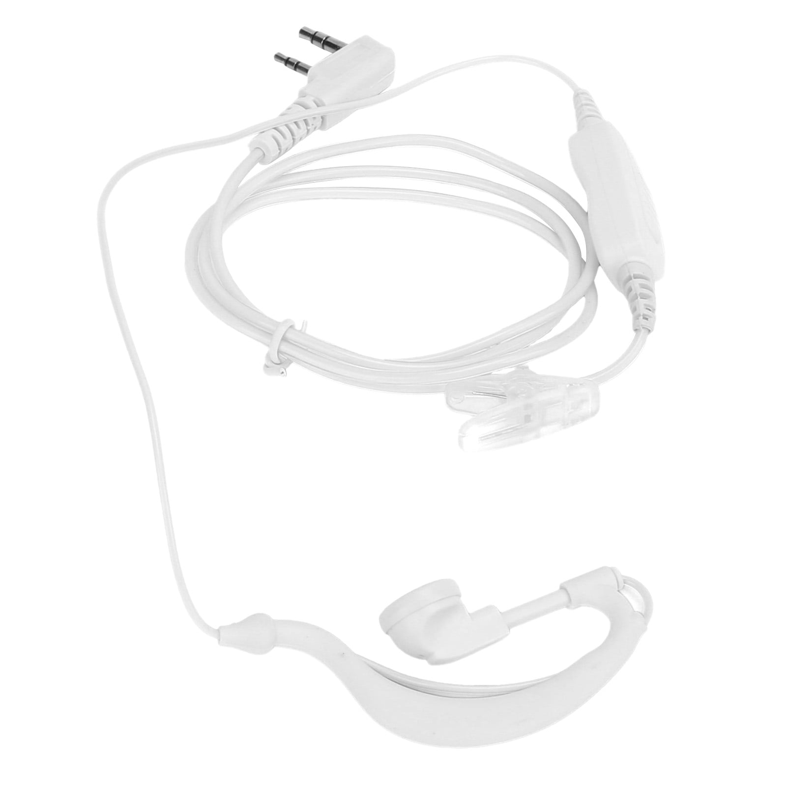 2 Way Headset, Talkies Earphone Ear Hook Type 2Pin White PU Cable For