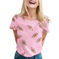 thumbnail image 1 of TSADFHJI Hauts pour Femmes Chic Aguichant Imprimé Cool Décontracté Manches Courtes Col Rond T-Shirt Blouse S, 1 of 5