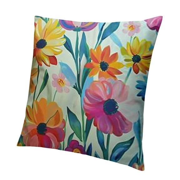 Outdoor Pillow Covers Waterproof Throw Pillow Covers Colorful Floral Decorative Outdoor Pillows for Patio Furniture, White