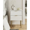 thumbnail image 5 of Nightstand,Mid-Century Modern Bedside Table with 2 Storage Drawer,Small Gold Frame Side End Table for Bedroom,Living Room, White, 5 of 12